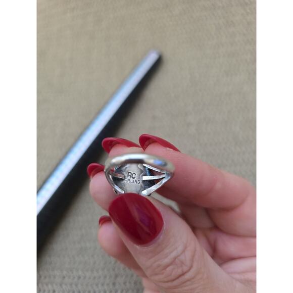 Navajo Ring Sterling Silver Kingman Turquoise Native American Artist 80's Sz 7.5 - Picture 4 of 6